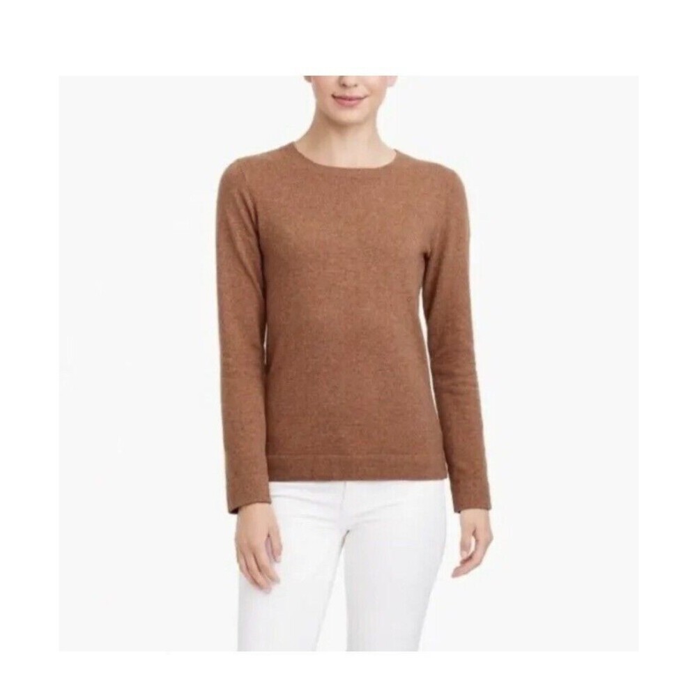 J Crew Sweater Tan Wool Knit Long Sleeve Crew Neck Pullover Teddie Womens Medium